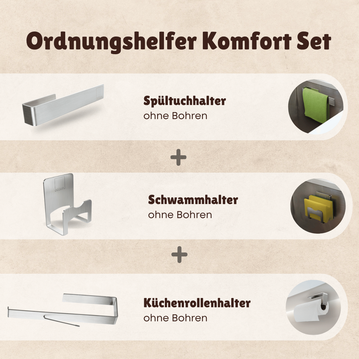 Küchen-Organisation Komfort Set - silber