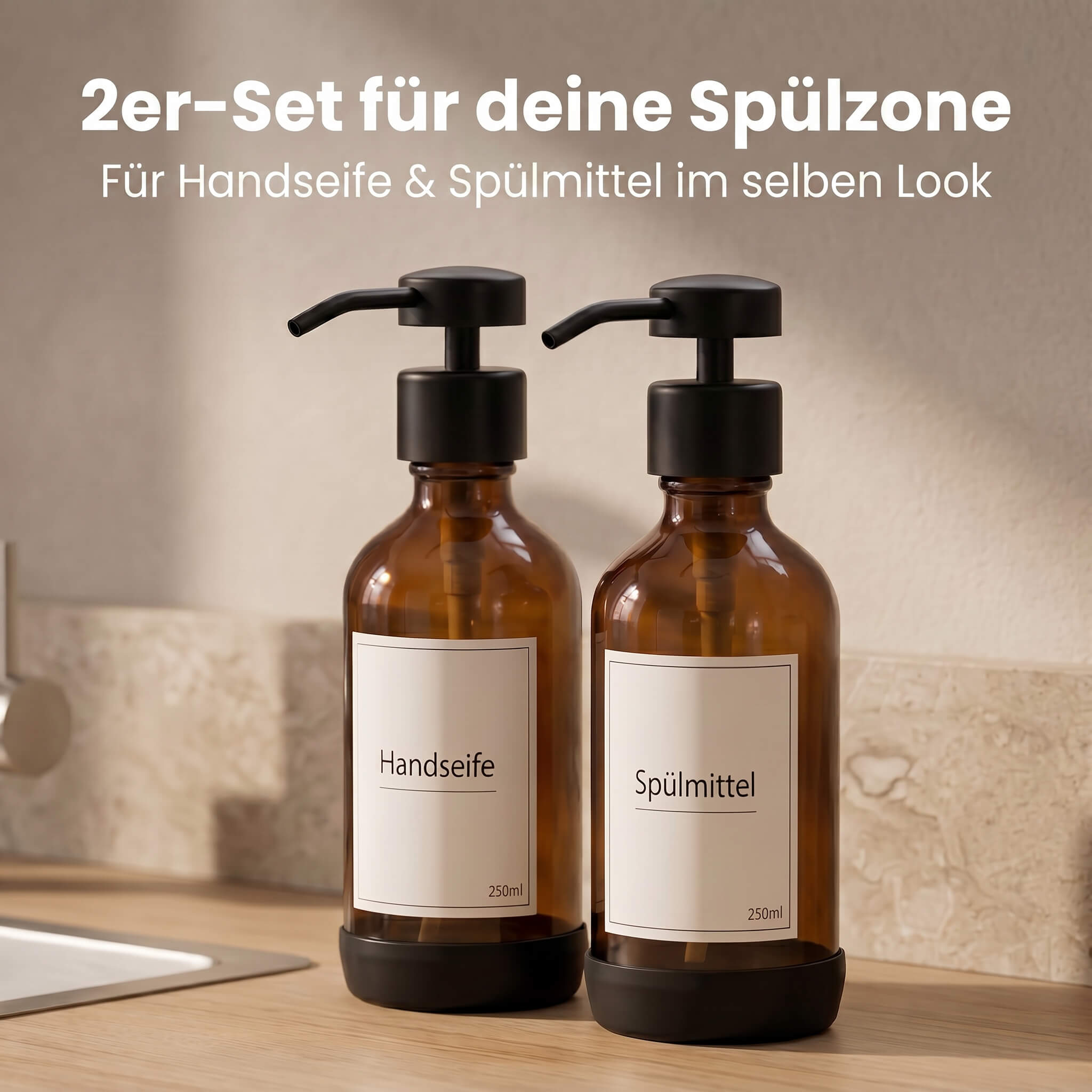 Seifenspender aus Braunglas 2er Set