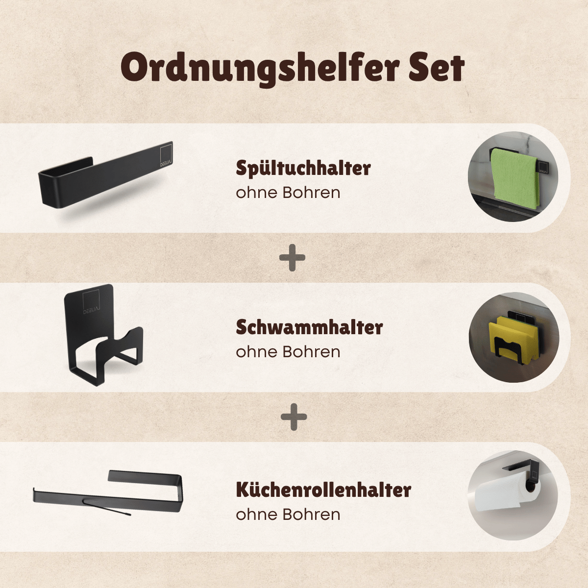 Küchen-Organisation Komfort Set - schwarz